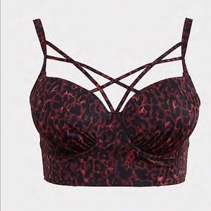 TORRID BURGUNDY LEOPARD PUSH-UP BIKINI TOP